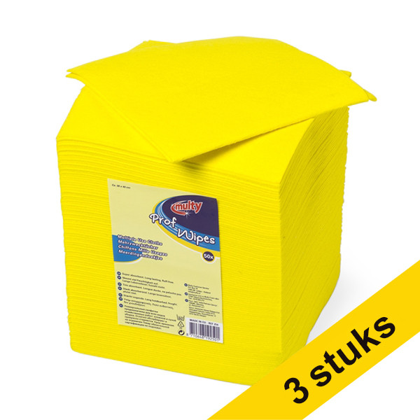 Aanbieding: 3x Multy sopdoeken 38 x 40 cm geel (50 stuks) SMU00084 - 1