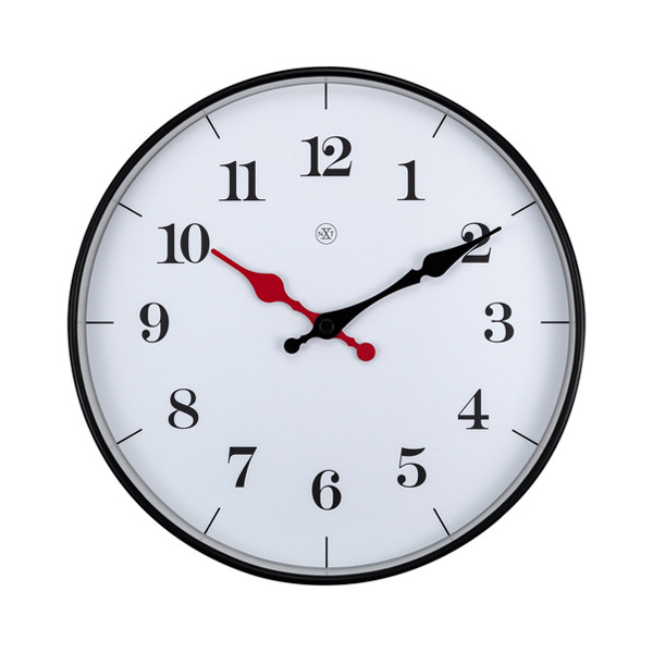 NeXtime kunststof wandklok zwart met witte wijzerplaat (Ø 25 cm) NX-7326 237813 - 1