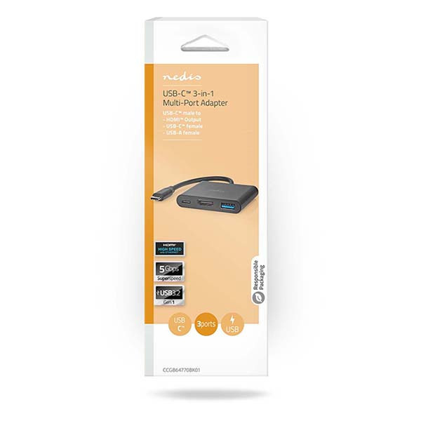 Nedis USB-C docking station USB-C, USB-A, HDMI zwart (0,1 meter) K010214335 Nedis USB-C docking station USB-C, USB-A, HDMI zwart (0,1 meter) K010214335 - 5