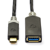 Nedis USB-C naar USB-A adapterkabel zwart (0,15 meter) N010221011 - 1