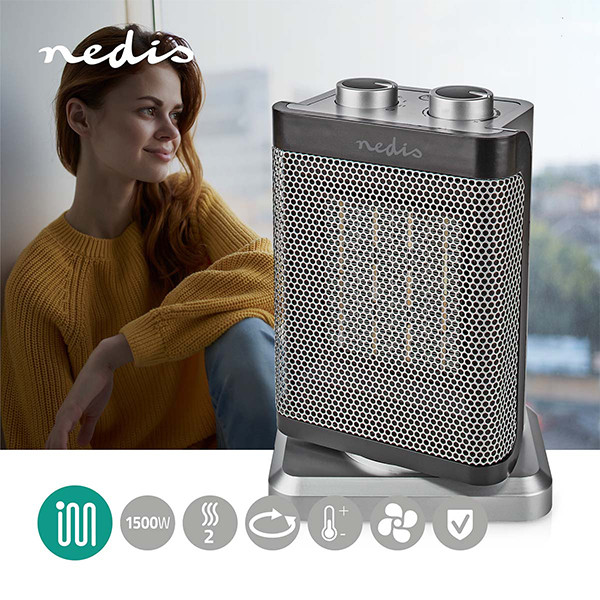 Nedis elektrische kachel (1500W, ruimtes tot 20 m², zwenkfunctie) HTFA17GY K170101177 - 2