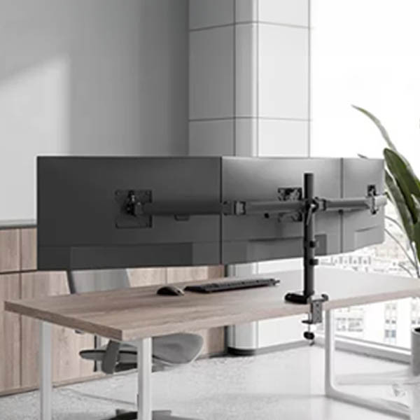 Neomounts Nero Quick Fix monitorarm voor 3 monitoren zwart (met klem en bladdoorvoer) 204017 - 7