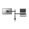 Neomounts monitorarm voor 1 monitor + 1 laptophouder zwart (met klem en bladdoorvoer)