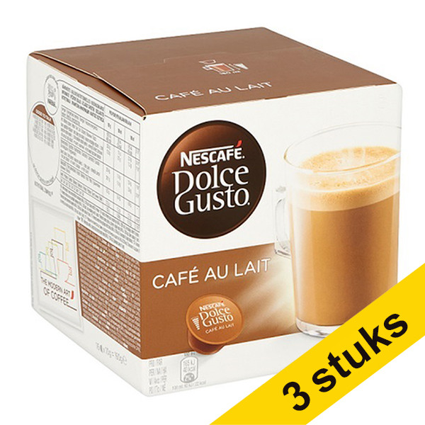 Aanbieding: 3x Nescafé Dolce Gusto koffiecups cafe au lait (16 stuks) 423316 - 1