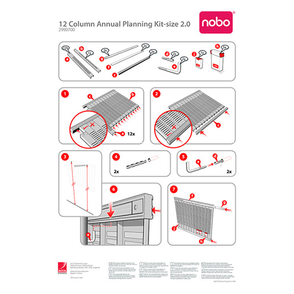 Nobo T-kaart planningset jaarplanner (12 panelen, 32 sleuven) 2990700 247019 - 4