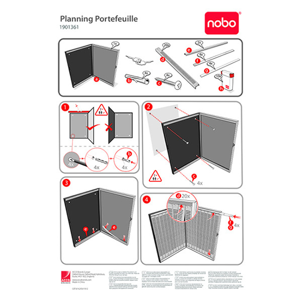 Nobo T-kaart planningset met vouwbaar frame (20 panelen, 54 sleuven) 1901361 247013 - 2