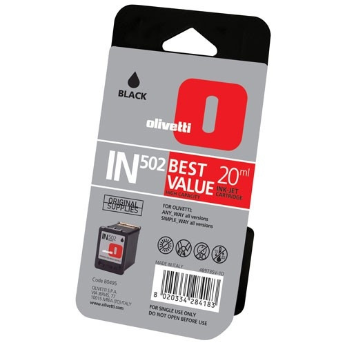 Olivetti IN502 (B0495) inktcartridge zwart hoge capaciteit (origineel) B0495 042120 - 1