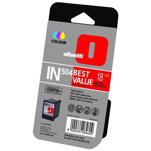 Olivetti IN504 (B0496) inktcartridge kleur hoge capaciteit (origineel) B0496 042140 - 1