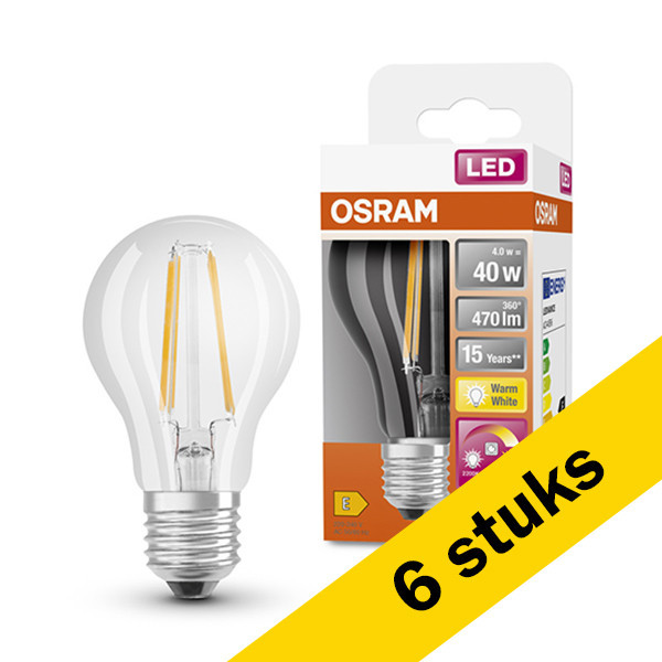Aanbieding: 6x Osram E27filament led-lamp peer helder dimbaar 4W (40W) LOS00361 - 1