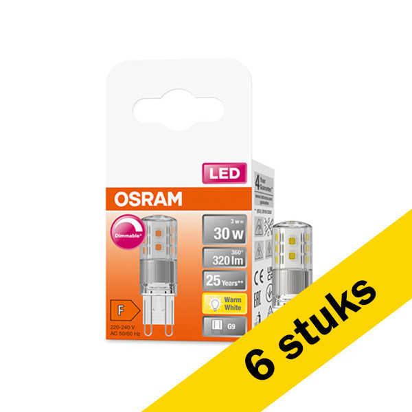 Aanbieding: 6x Osram G9 LED capsule | SMD | Helder | 2700K | Dimbaar | 3W (30W) LOS00325 - 1