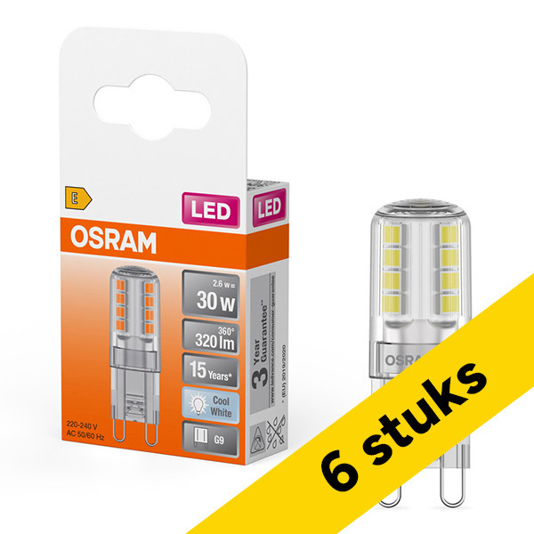 Aanbieding: 6x Osram G9 LED capsule | SMD | Helder | 4000K | 2.6W (30W) LOS01384 - 1