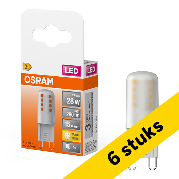 Aanbieding: 6x Osram G9 LED capsule | SMD | Mat | 2700K | 2.6W (28W) LOS01392 - 1