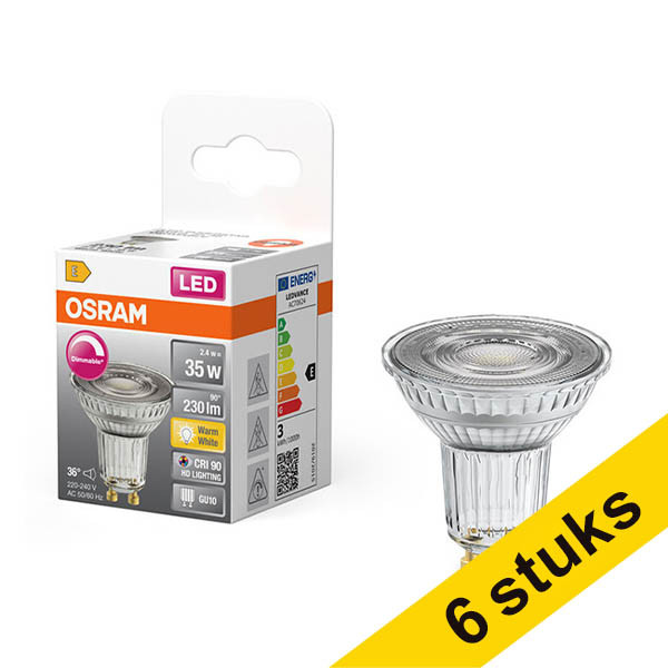 Aanbieding: 6x Osram GU10 LED spot | 2700K | Dimbaar | 2.4W (35W) LOS01918 - 1