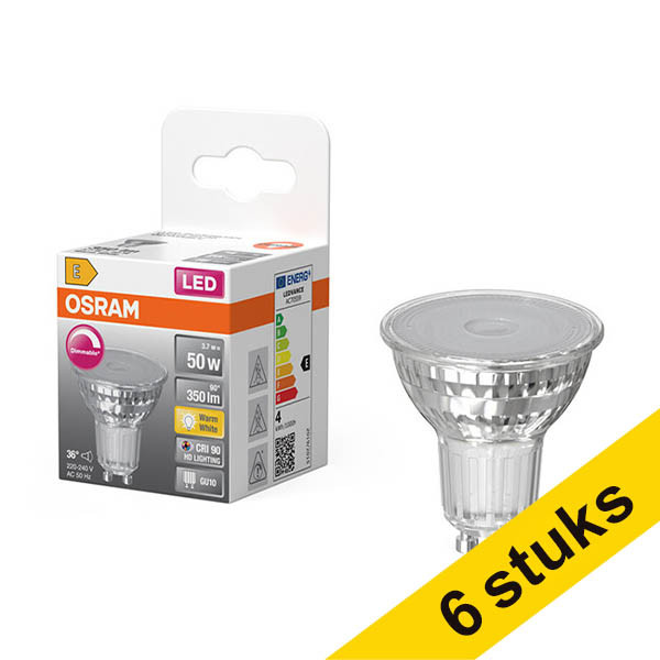 Aanbieding: 6x Osram GU10 LED spot | 2700K | Dimbaar | 3.7W (50W) LOS01922 - 1