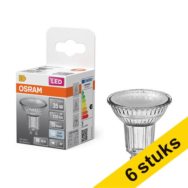Aanbieding: 6x Osram GU10 LED spot | 4000K | 2.4W (35W) LOS01940 - 1