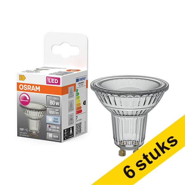 Aanbieding: 6x Osram GU10 LED spot | PAR16 | 4000K | Dimbaar | 6.9W (51W) LOS02187 - 1