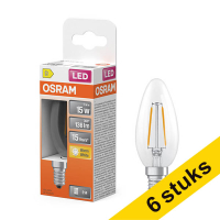 Aanbieding: 6x Osram LED lamp E14 | Kaars B35 | Filament | Helder | 2700K | 1W (15W)