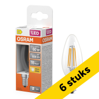 Aanbieding: 6x Osram LED lamp E14 | Kaars B35 | Filament | Helder | 2700K | 5.5W (60W)