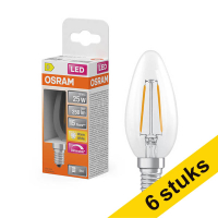 Aanbieding: 6x Osram LED lamp E14 | Kaars B35 | Filament | Helder | Dimbaar | 2700K | 1.8W (25W)