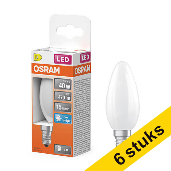 Aanbieding: 6x Osram LED lamp E14 | Kaars B35 | Mat | 6500K | 3.4W (40W) LOS02151 - 1