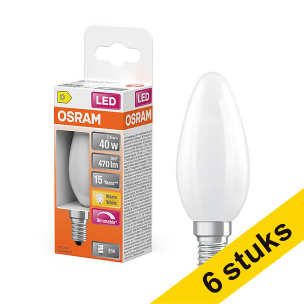 Aanbieding: 6x Osram LED lamp E14 | Kaars B35 | Mat | Dimbaar | 2700K | 3.4W (40W) LOS01854 - 1