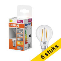 Aanbieding: 6x Osram LED lamp E14 | Kogel P45 | Filament | Helder | 2700K | 1W (15W)