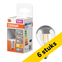 Aanbieding: 6x Osram LED lamp E14 | Kogel P45 | Filament | Kopspiegel | Zilver | 2700K | 4W (31W)