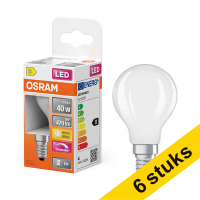 Aanbieding: 6x Osram LED lamp E14 | Kogel P45 | Mat | 2700K | Dimbaar | 3.4W (40W)