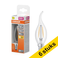 Aanbieding: 6x Osram LED lamp E14 | Sierkaars BA35 | Filament | Helder | 2700K | 1.8W (25W)