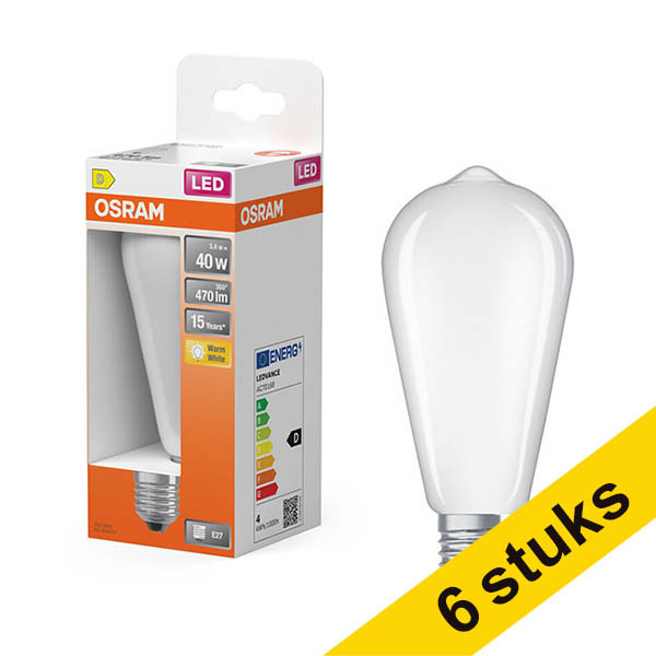Aanbieding: 6x Osram LED lamp E27 | Edison ST64 | Mat | 2700K | 3.4W (40W) LOS01914 - 1