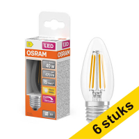 Aanbieding: 6x Osram LED lamp E27 | Kaars B35 | Filament | Helder | 2700K | Dimbaar | 3.4W (40W)