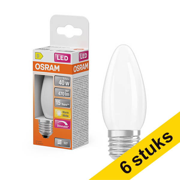 Aanbieding: 6x Osram LED lamp E27 | Kaars B35 | Filament | Mat | 2700K | Dimbaar | 3.4W (40W) LOS02133 - 1