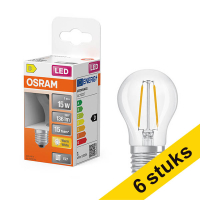 Aanbieding: 6x Osram LED lamp E27 | Kogel P45 | Filament | Helder | 2700K | 1W (15W)