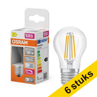 Aanbieding: 6x Osram LED lamp E27 | Kogel P45 | Filament | Helder | 4000K | Dimbaar | 3.4W (40W)
