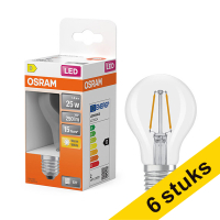 Aanbieding: 6x Osram LED lamp E27 | Peer A60 | Filament | Helder | 2700K | 1.8W (25W)