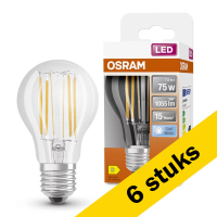 Aanbieding: 6x Osram LED lamp E27 | Peer A60 | Filament | Helder | 4000K | 7.5W (75W)