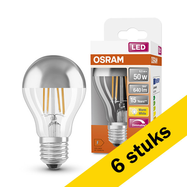 Aanbieding: 6x Osram LED lamp E27 | Peer A60 | Kopspiegel | 2700K | Dimbaar | 6.5W (50W) **SWEDEN ONLY** LOS00059 - 1