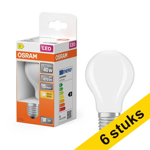 Aanbieding: 6x Osram LED lamp E27 | Peer A60 | Mat | 2700K | 3.4W (40W) LOS01836 - 1