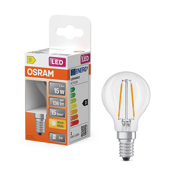 Osram LED lamp E14 | Kogel P45 | Filament | Helder | 2700K | 1W (15W) LOS01887 - 1