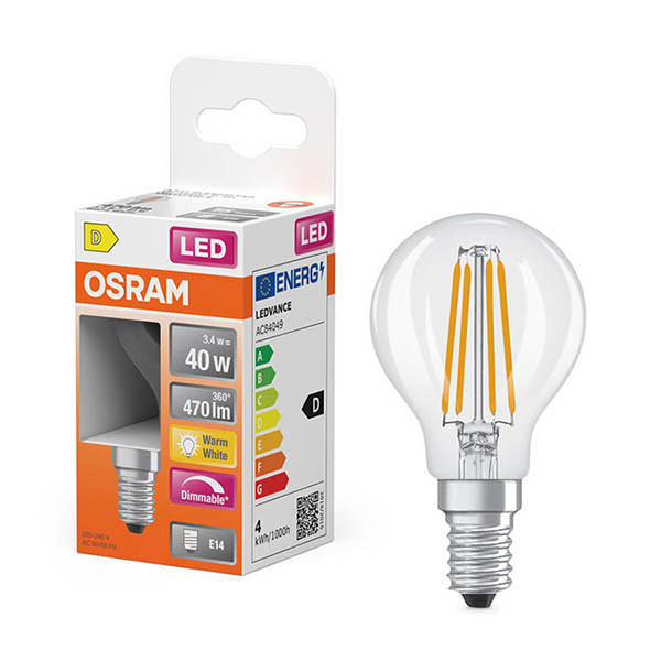 Osram LED lamp E14 | Kogel P45 | Filament | Helder | 2700K | Dimbaar | 3.4W (40W) LOS01873 - 1