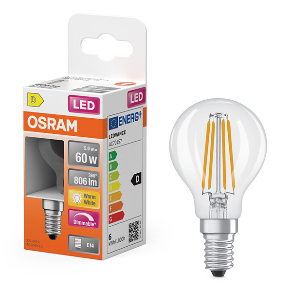 Osram LED lamp E14 | Kogel P45 | Filament | Helder | 2700K | Dimbaar | 5.9W (60W) LOS01223 - 1