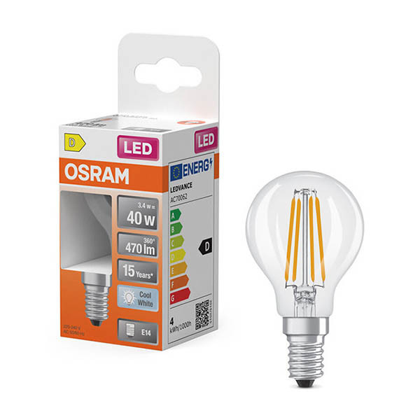 Osram LED lamp E14 | Kogel P45 | Filament | Helder | 4000K | 3.4W (40W) LOS02168 - 1