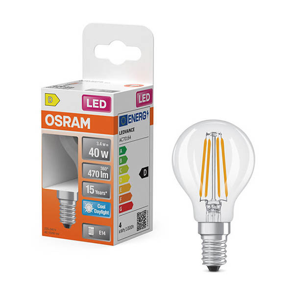 Osram LED lamp E14 | Kogel P45 | Filament | Helder | 6500K | 3.4W (40W) LOS02170 - 1