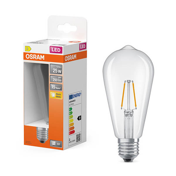 Osram LED lamp E27 | Edison ST64 | Filament | Helder | 2700K | 1.8W (25W) LOS01907 - 1