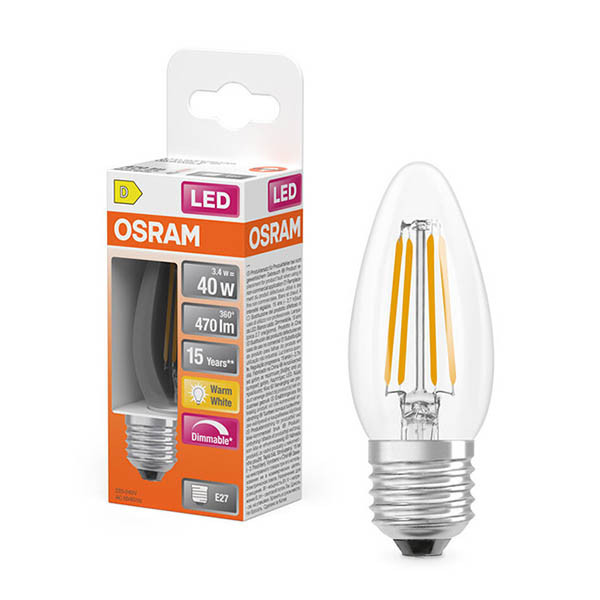 Osram LED lamp E27 | Kaars B35 | Filament | Helder | 2700K | Dimbaar | 3.4W (40W) LOS02130 - 1