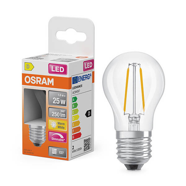 Osram LED lamp E27 | Kogel P45 | Filament | Helder | 2700K | Dimbaar | 1.8W (25W) LOS01867 - 1