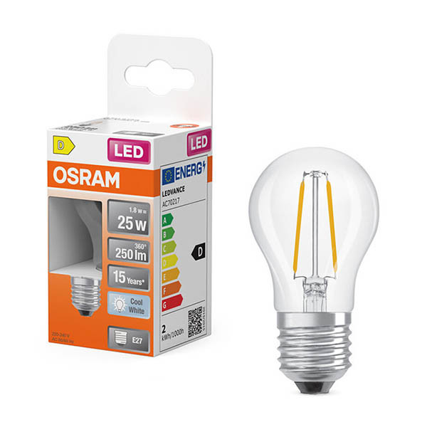 Osram LED lamp E27 | Kogel P45 | Filament | Helder | 4000K | 1.8W (25W) LOS02162 - 1