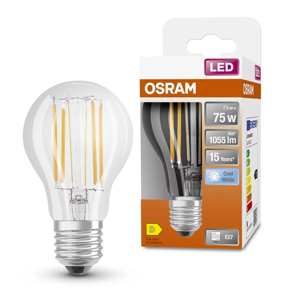 Osram LED lamp E27 | Peer A60 | Filament | Helder | 4000K | 7.5W (75W) LOS00082 - 1