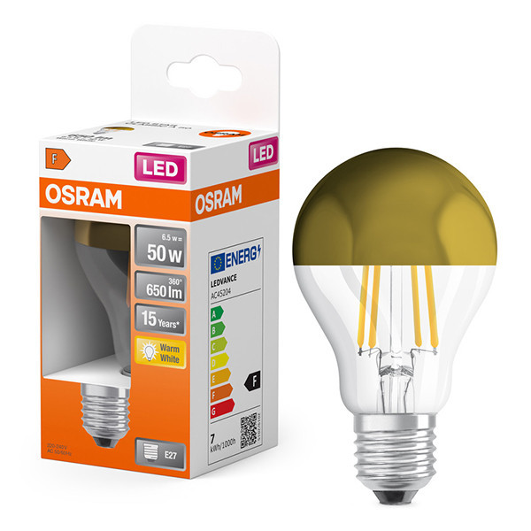 Osram LED lamp E27 | Peer A60 | Filament | Kopspiegel | Goud | 2700K | 6.5W (50W) LOS01695 - 1