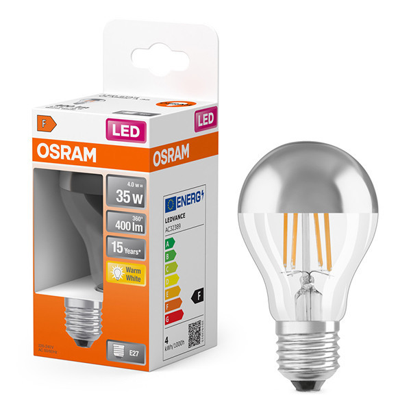 Osram LED lamp E27 | Peer A60 | Filament | Kopspiegel | Zilver | 2700K | 4W (35W) LOS01687 - 1